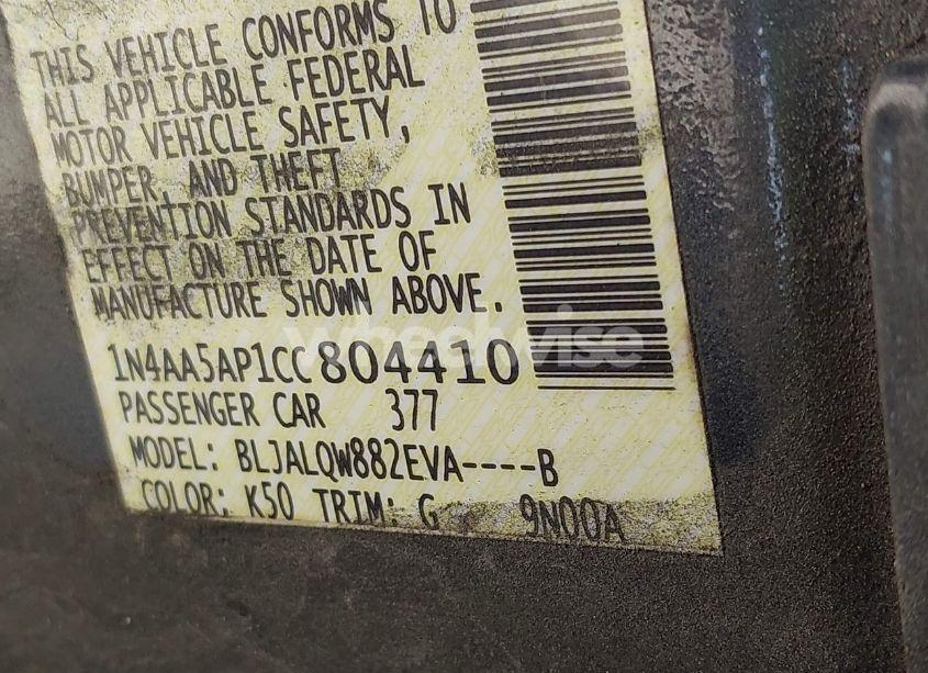 Photo 9 of 2012 Nissan Maxima 3.5 S (VIN 1N4AA5AP1CC804410)