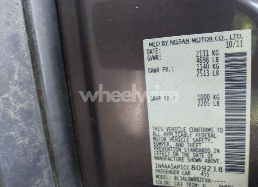 Photo 9 of 2012 Nissan Maxima 3.5 S (VIN 1N4AA5AP1CC809218)