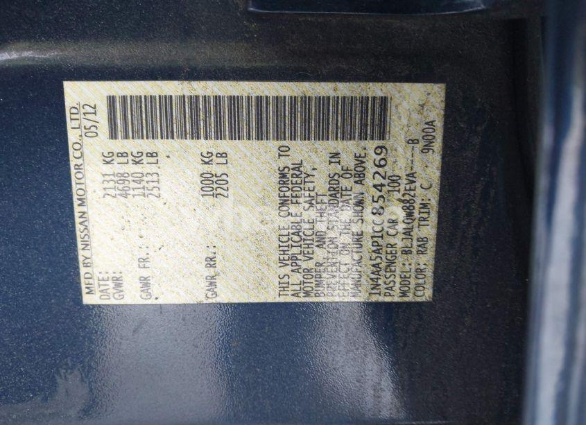 Photo 9 of 2012 Nissan Maxima 3.5 S (VIN 1N4AA5AP1CC854269)