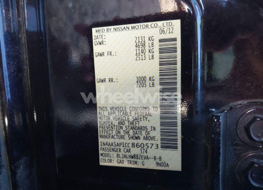 Photo 9 of 2012 Nissan Maxima 3.5 SV (VIN 1N4AA5AP1CC860573)