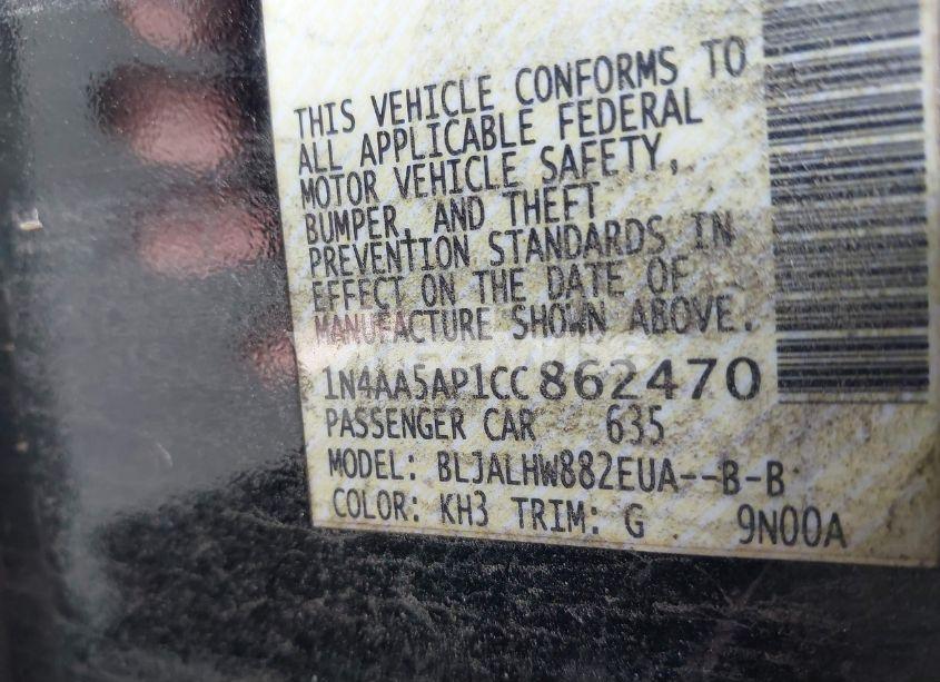 Photo 9 of 2012 Nissan Maxima 3.5 SV (VIN 1N4AA5AP1CC862470)