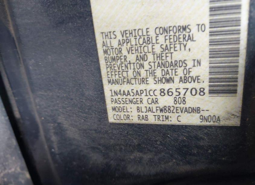 Photo 9 of 2012 Nissan Maxima 3.5 SV (VIN 1N4AA5AP1CC865708)