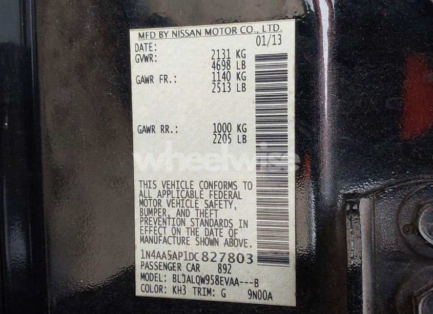 Photo 9 of 2013 Nissan Maxima 3.5 S (VIN 1N4AA5AP1DC827803)