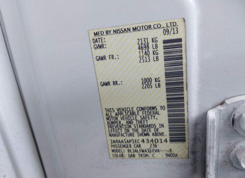 Photo 9 of 2014 Nissan Maxima 3.5 SV (VIN 1N4AA5AP1EC434014)