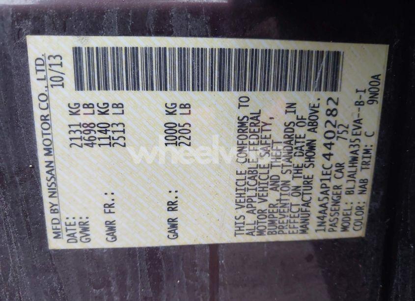 Photo 9 of 2014 Nissan Maxima 3.5 SV (VIN 1N4AA5AP1EC440282)