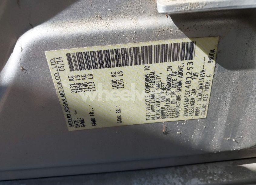 Photo 9 of 2014 Nissan Maxima 3.5 S/3.5 SV (VIN 1N4AA5AP1EC481253)