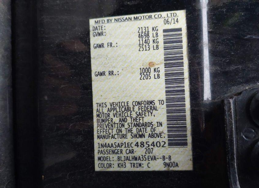 Photo 9 of 2014 Nissan Maxima 3.5 SV (VIN 1N4AA5AP1EC485402)