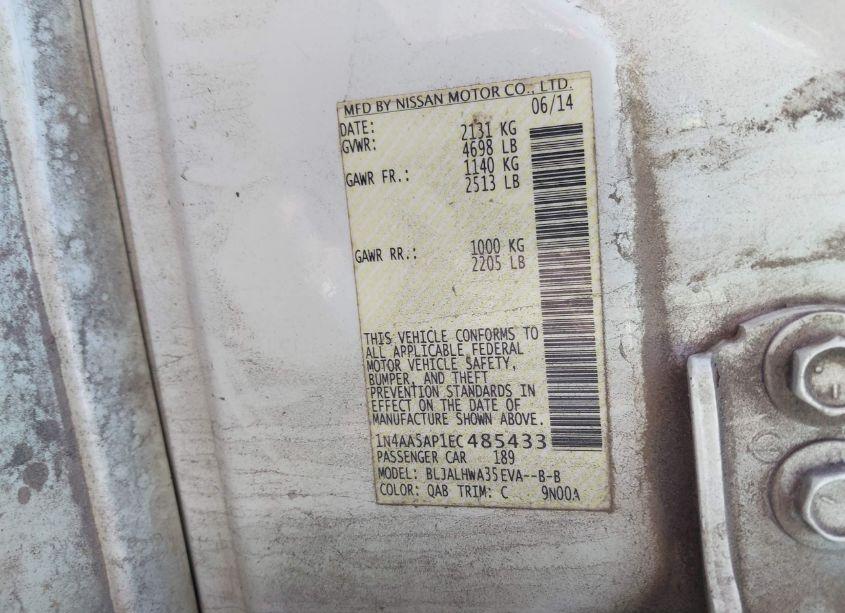 Photo 9 of 2014 Nissan Maxima 3.5 SV (VIN 1N4AA5AP1EC485433)