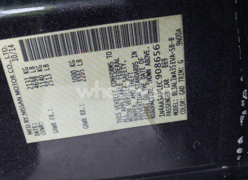 Photo 9 of 2014 Nissan Maxima 3.5 SV (VIN 1N4AA5AP1EC908656)