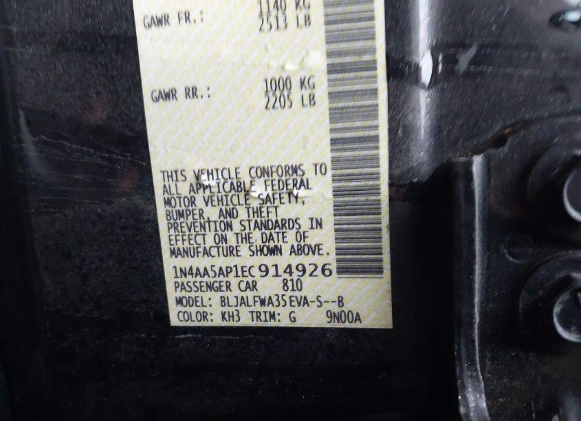 Photo 9 of 2014 Nissan Maxima 3.5 SV (VIN 1N4AA5AP1EC914926)