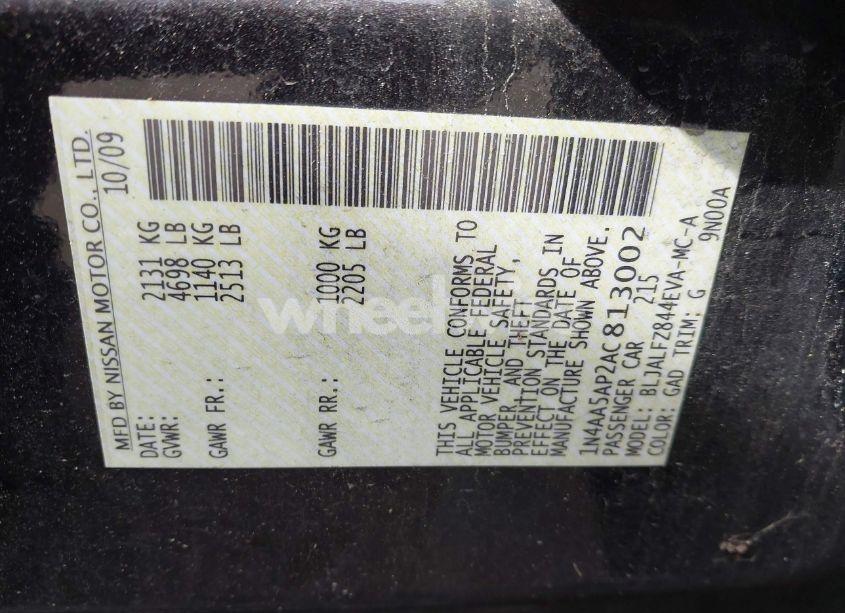 Photo 9 of 2010 Nissan Maxima 3.5 SV (VIN 1N4AA5AP2AC813002)