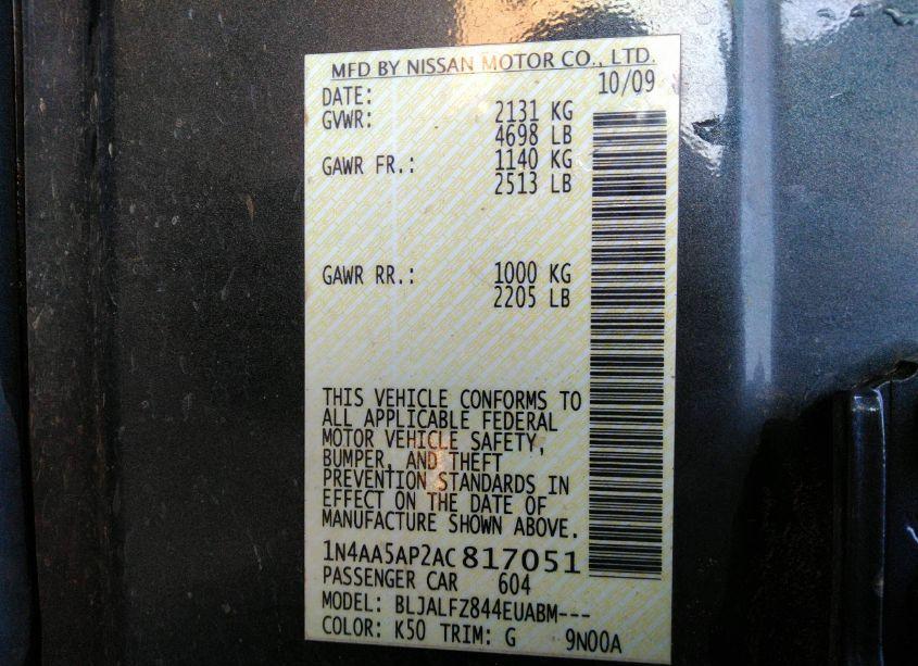 Photo 9 of 2010 Nissan Maxima 3.5 SV (VIN 1N4AA5AP2AC817051)