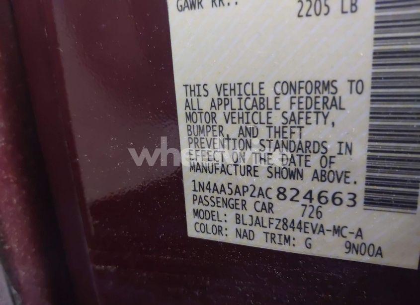 Photo 9 of 2010 Nissan Maxima S/SV (VIN 1N4AA5AP2AC824663)