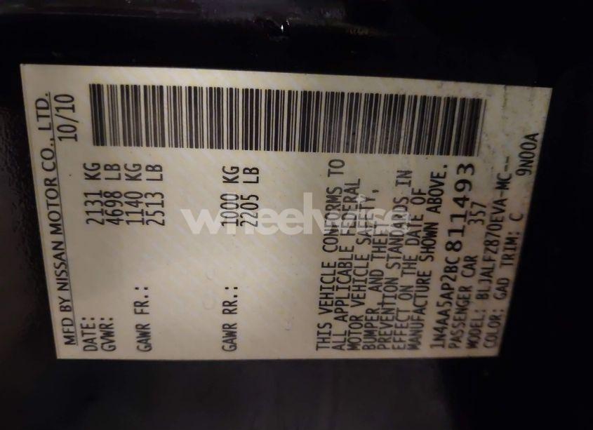 Photo 9 of 2011 Nissan Maxima 3.5 SV (VIN 1N4AA5AP2BC811493)