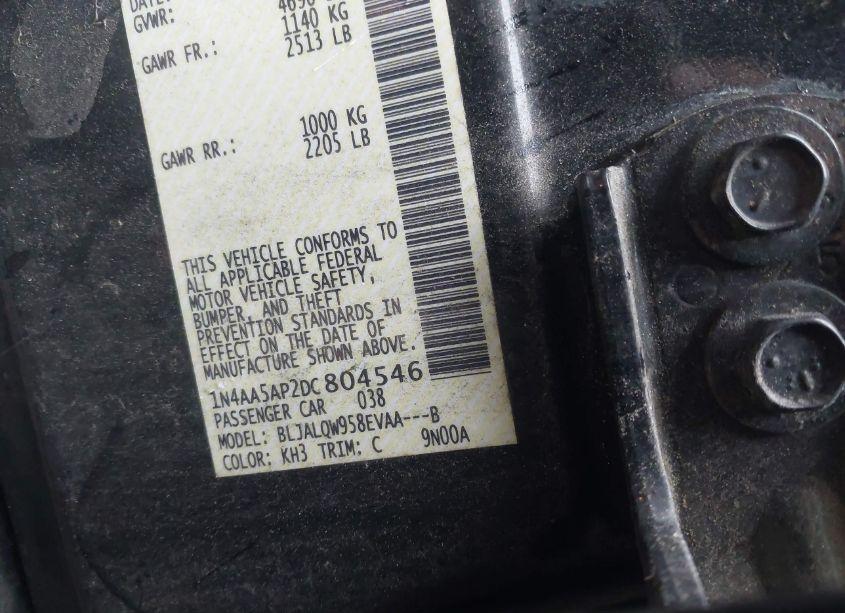 Photo 9 of 2013 Nissan Maxima 3.5 S (VIN 1N4AA5AP2DC804546)