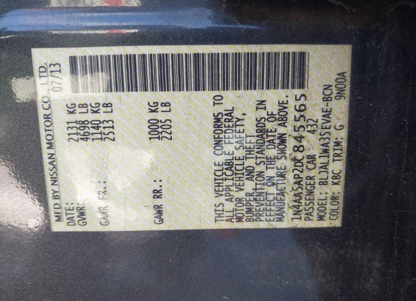 Photo 9 of 2013 Nissan Maxima S/SV (VIN 1N4AA5AP2DC845565)