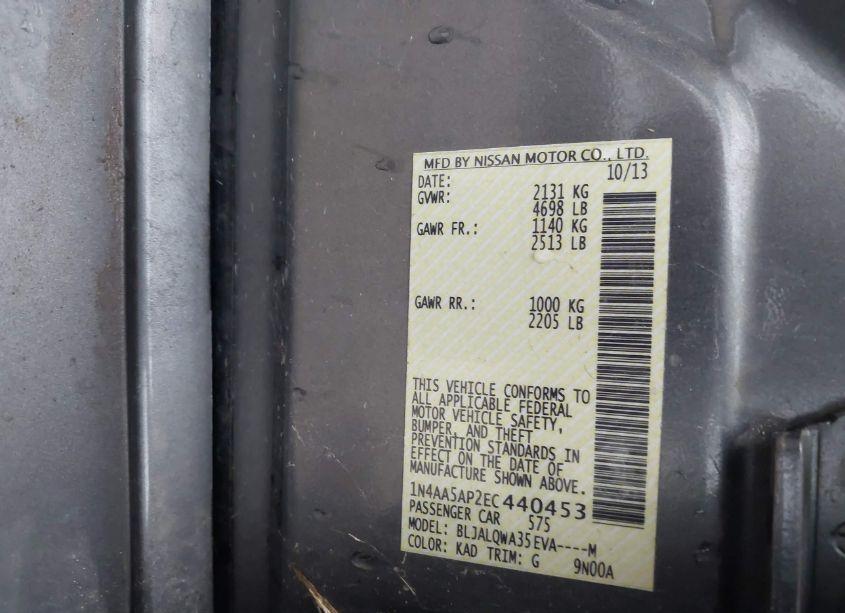 Photo 9 of 2014 Nissan Maxima 3.5 S (VIN 1N4AA5AP2EC440453)