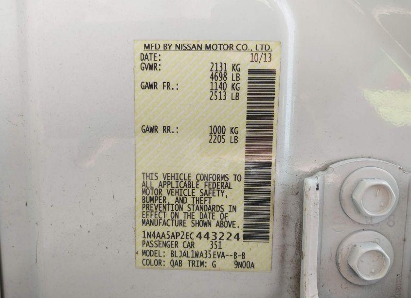 Photo 9 of 2014 Nissan Maxima 3.5 SV (VIN 1N4AA5AP2EC443224)