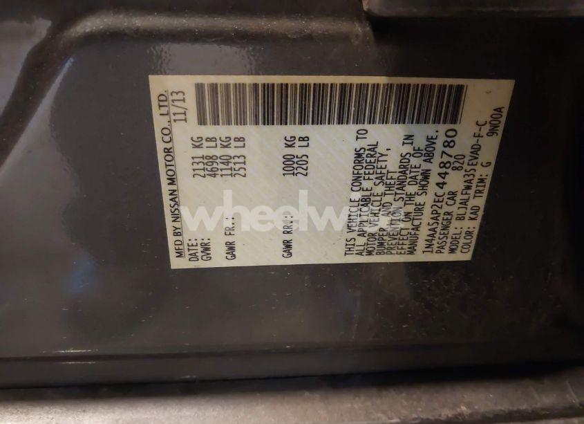 Photo 9 of 2014 Nissan Maxima S/SV (VIN 1N4AA5AP2EC448780)