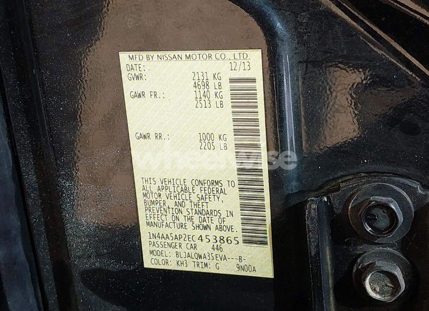 Photo 9 of 2014 Nissan Maxima 3.5 S (VIN 1N4AA5AP2EC453865)