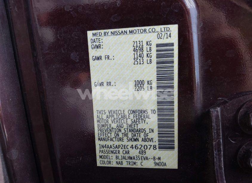 Photo 9 of 2014 Nissan Maxima 3.5 SV (VIN 1N4AA5AP2EC462078)