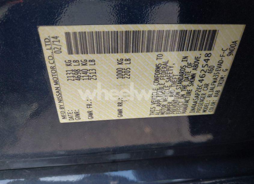 Photo 9 of 2014 Nissan Maxima 3.5 SV (VIN 1N4AA5AP2EC462548)