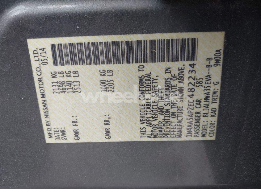 Photo 9 of 2014 Nissan Maxima 3.5 SV (VIN 1N4AA5AP2EC482234)