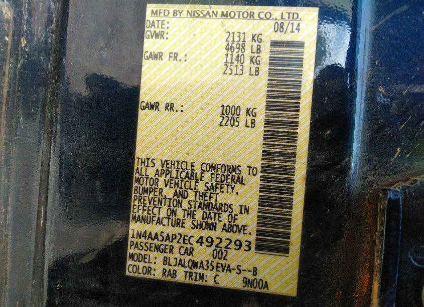 Photo 9 of 2014 Nissan Maxima 3.5 S (VIN 1N4AA5AP2EC492293)