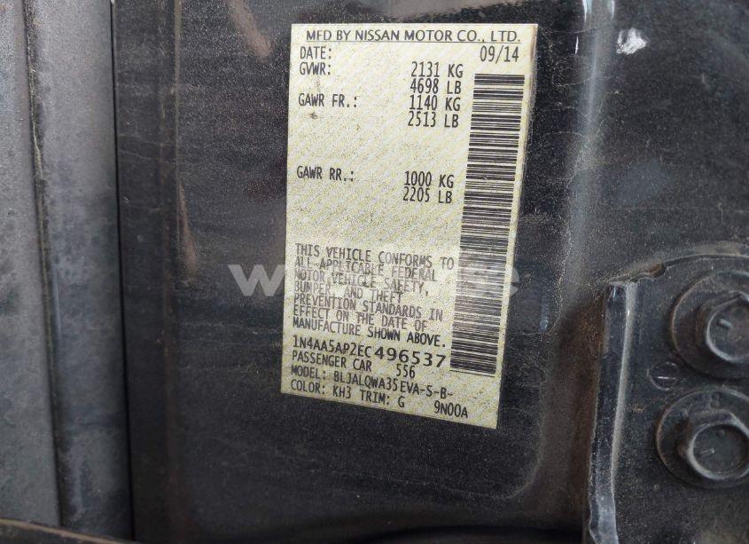 Photo 9 of 2014 Nissan Maxima 3.5 S/3.5 SV (VIN 1N4AA5AP2EC496537)