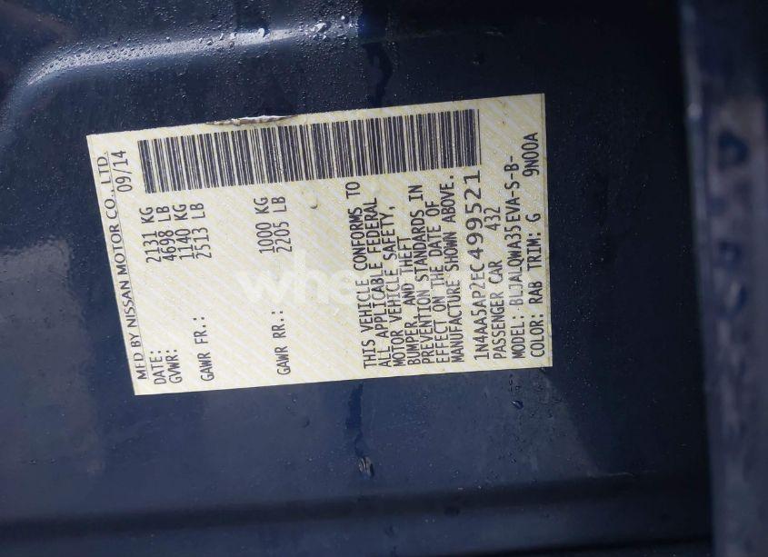 Photo 9 of 2014 Nissan Maxima 3.5 S/3.5 SV (VIN 1N4AA5AP2EC499521)