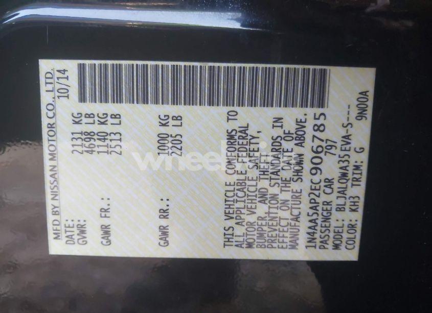 Photo 9 of 2014 Nissan Maxima 3.5 S (VIN 1N4AA5AP2EC906785)