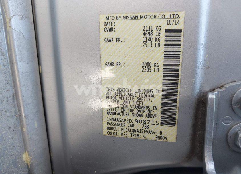 Photo 9 of 2014 Nissan Maxima 3.5 S (VIN 1N4AA5AP2EC908715)