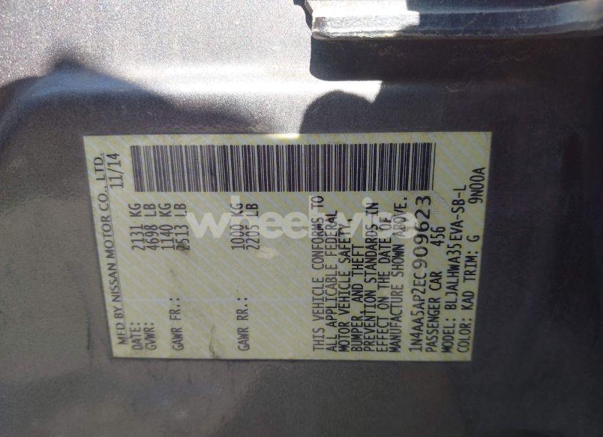 Photo 9 of 2014 Nissan Maxima 3.5 SV (VIN 1N4AA5AP2EC909623)