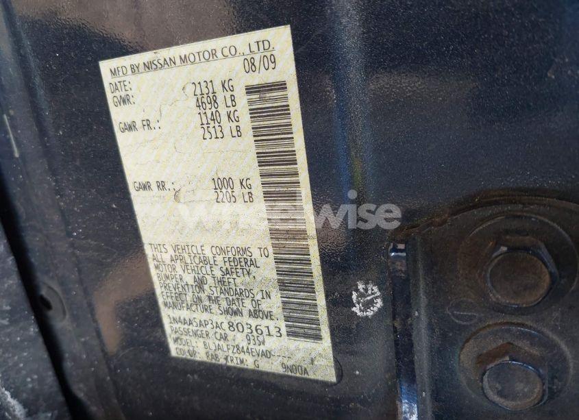 Photo 9 of 2010 Nissan Maxima 3.5 SV (VIN 1N4AA5AP3AC803613)