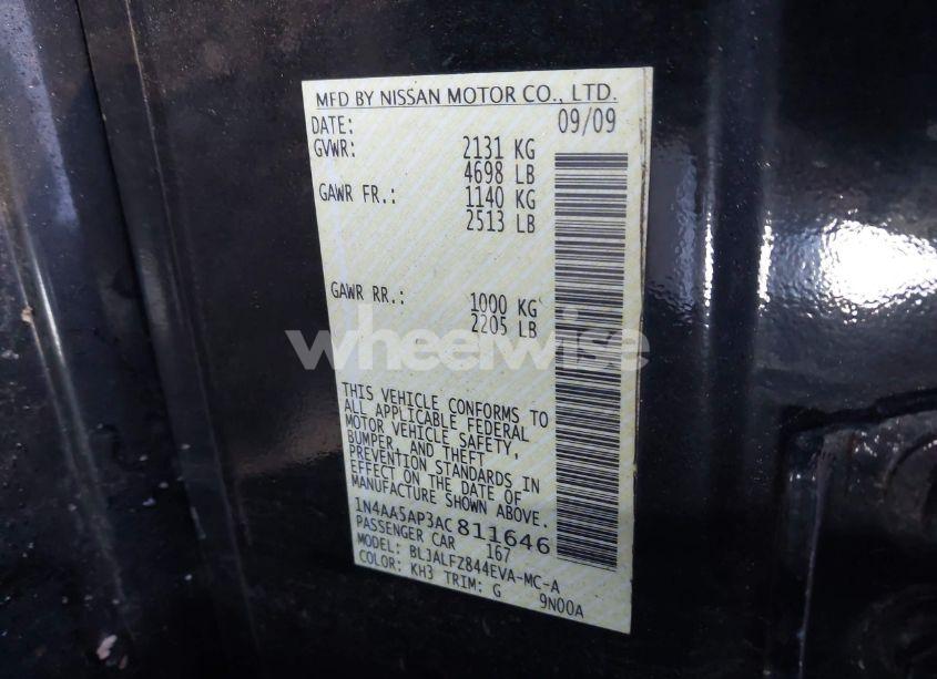 Photo 9 of 2010 Nissan Maxima 3.5 SV (VIN 1N4AA5AP3AC811646)