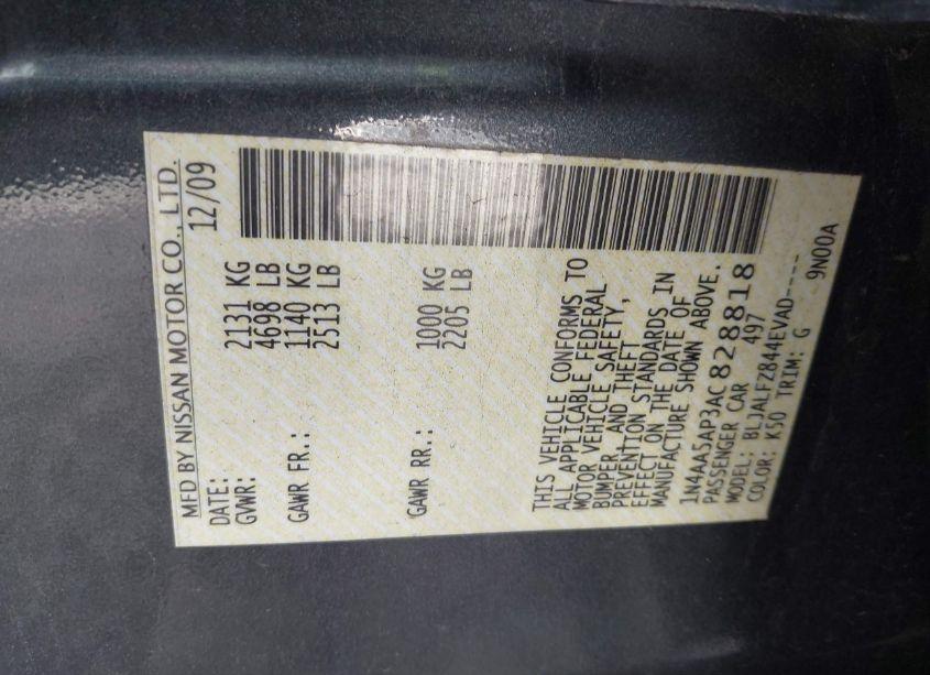 Photo 9 of 2010 Nissan Maxima 3.5 SV (VIN 1N4AA5AP3AC828818)