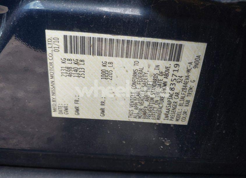 Photo 9 of 2010 Nissan Maxima 3.5 SV (VIN 1N4AA5AP3AC835719)