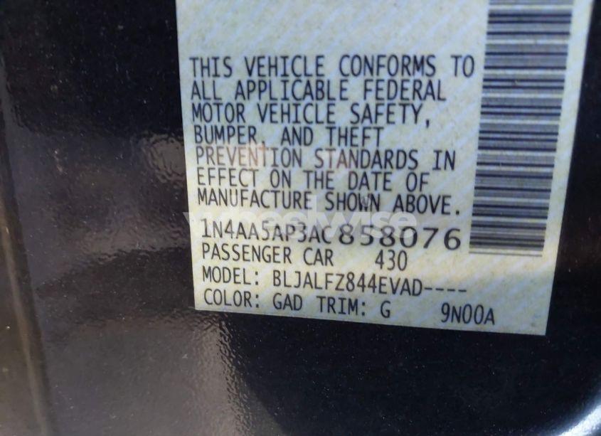 Photo 9 of 2010 Nissan Maxima 3.5 SV (VIN 1N4AA5AP3AC858076)