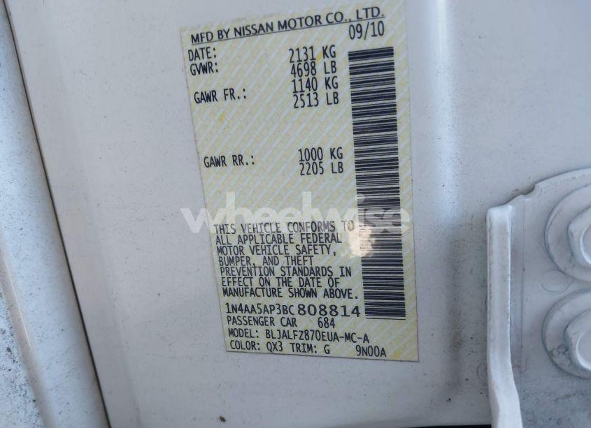 Photo 9 of 2011 Nissan Maxima 3.5 SV (VIN 1N4AA5AP3BC808814)