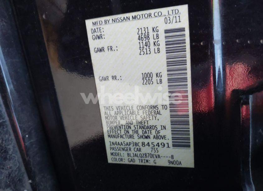 Photo 9 of 2011 Nissan Maxima 3.5 S (VIN 1N4AA5AP3BC845491)