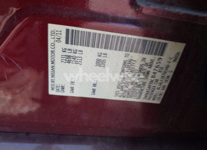 Photo 9 of 2011 Nissan Maxima 3.5 SV (VIN 1N4AA5AP3BC847659)