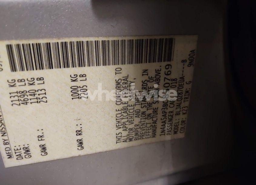 Photo 9 of 2011 Nissan Maxima S/SV (VIN 1N4AA5AP3BC850769)