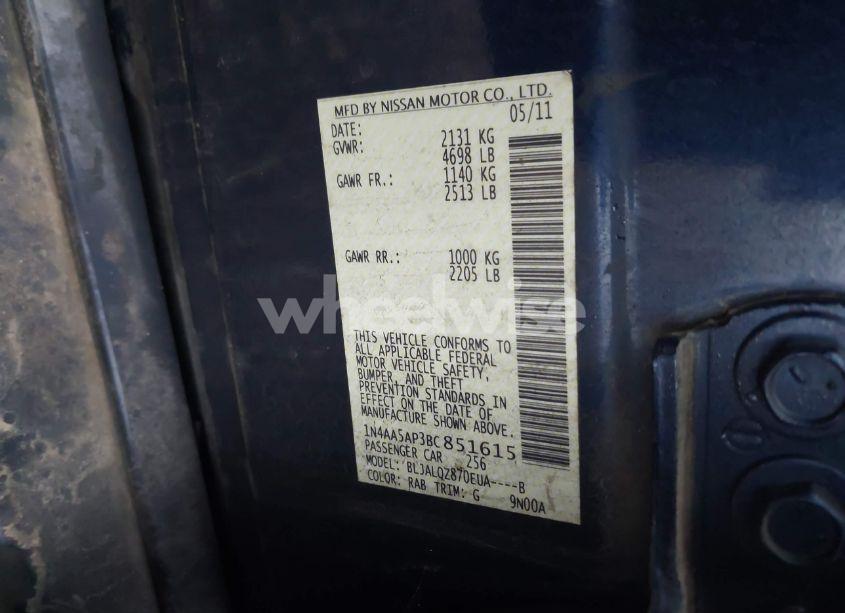 Photo 9 of 2011 Nissan Maxima 3.5 S (VIN 1N4AA5AP3BC851615)