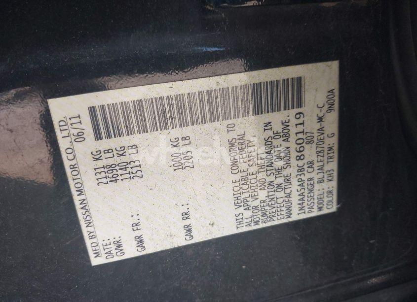 Photo 7 of 2011 Nissan Maxima 3.5 SV (VIN 1N4AA5AP3BC860119)