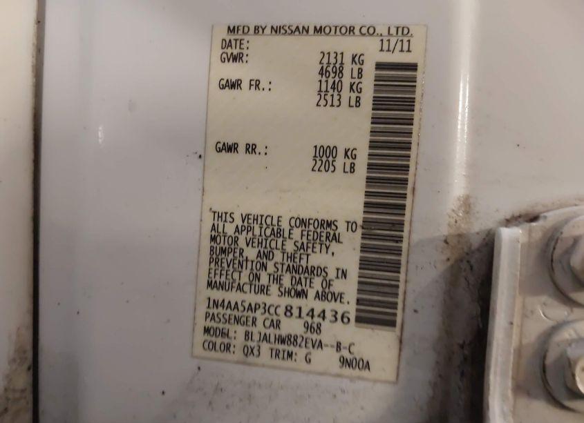 Photo 9 of 2012 Nissan Maxima 3.5 SV (VIN 1N4AA5AP3CC814436)