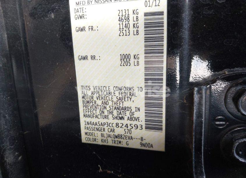 Photo 9 of 2012 Nissan Maxima 3.5 S (VIN 1N4AA5AP3CC824593)