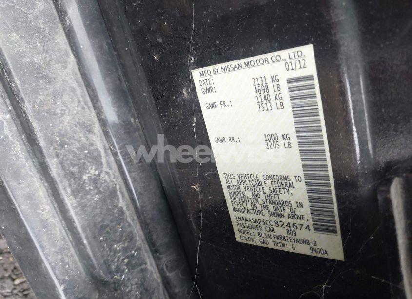 Photo 9 of 2012 Nissan Maxima 3.5 SV (VIN 1N4AA5AP3CC824674)