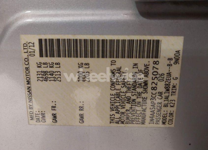 Photo 9 of 2012 Nissan Maxima 3.5 SV (VIN 1N4AA5AP3CC825078)