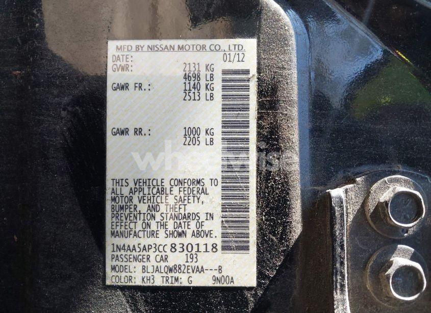 Photo 9 of 2012 Nissan Maxima 3.5 S (VIN 1N4AA5AP3CC830118)