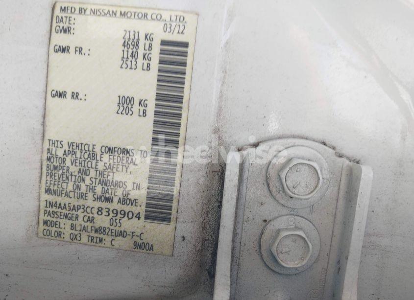 Photo 9 of 2012 Nissan Maxima 3.5 SV (VIN 1N4AA5AP3CC839904)